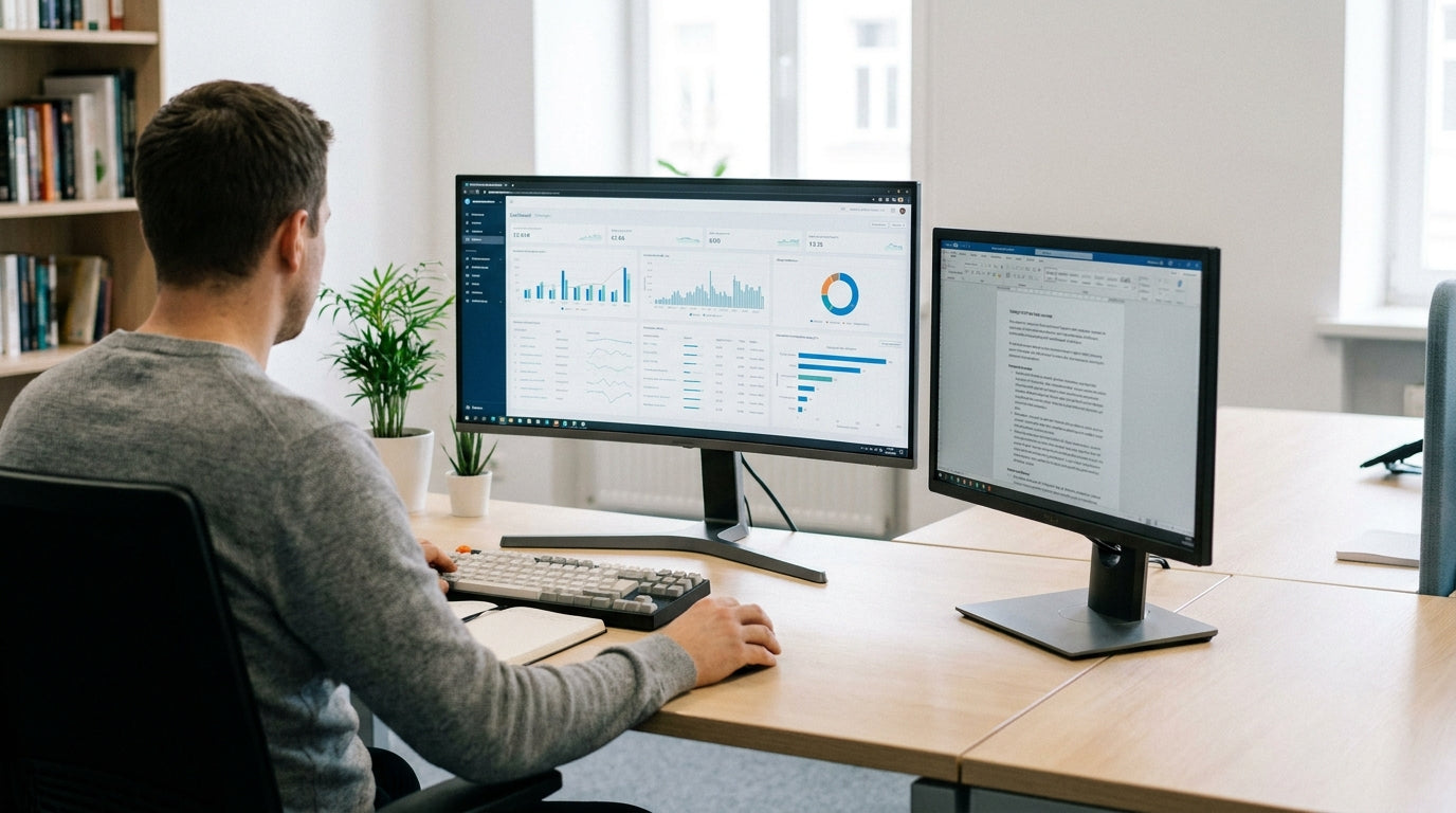 What Size Desk Accommodates a Corner Monitor Setup?image