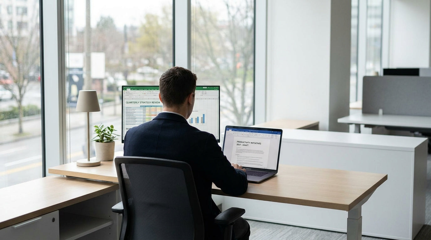 What Size Desk for Corner Placement with Windows?image