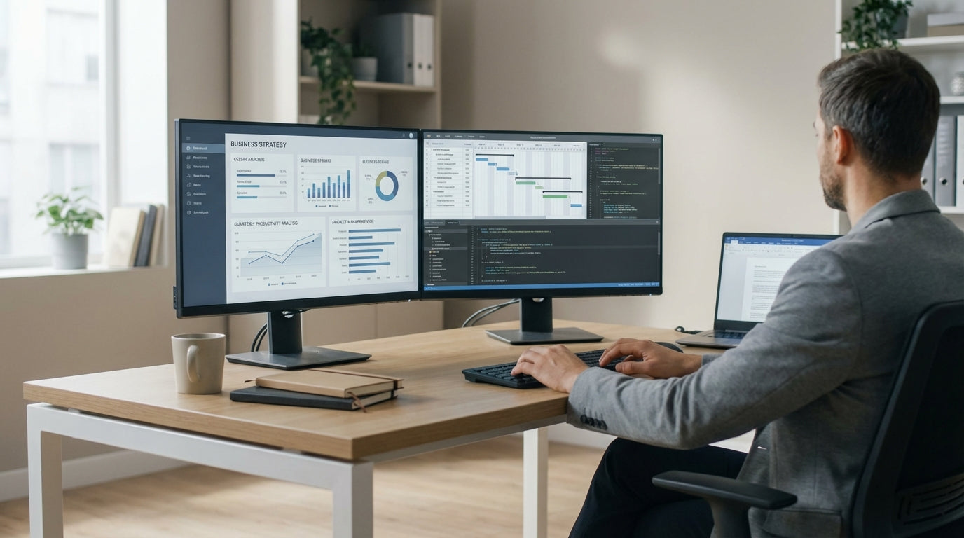 What Size L-Shaped Desk Works for Two Monitors?image
