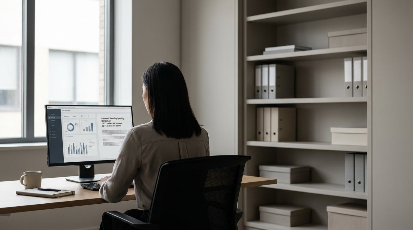 What is the Standard Office Shelving Height Spacing?image