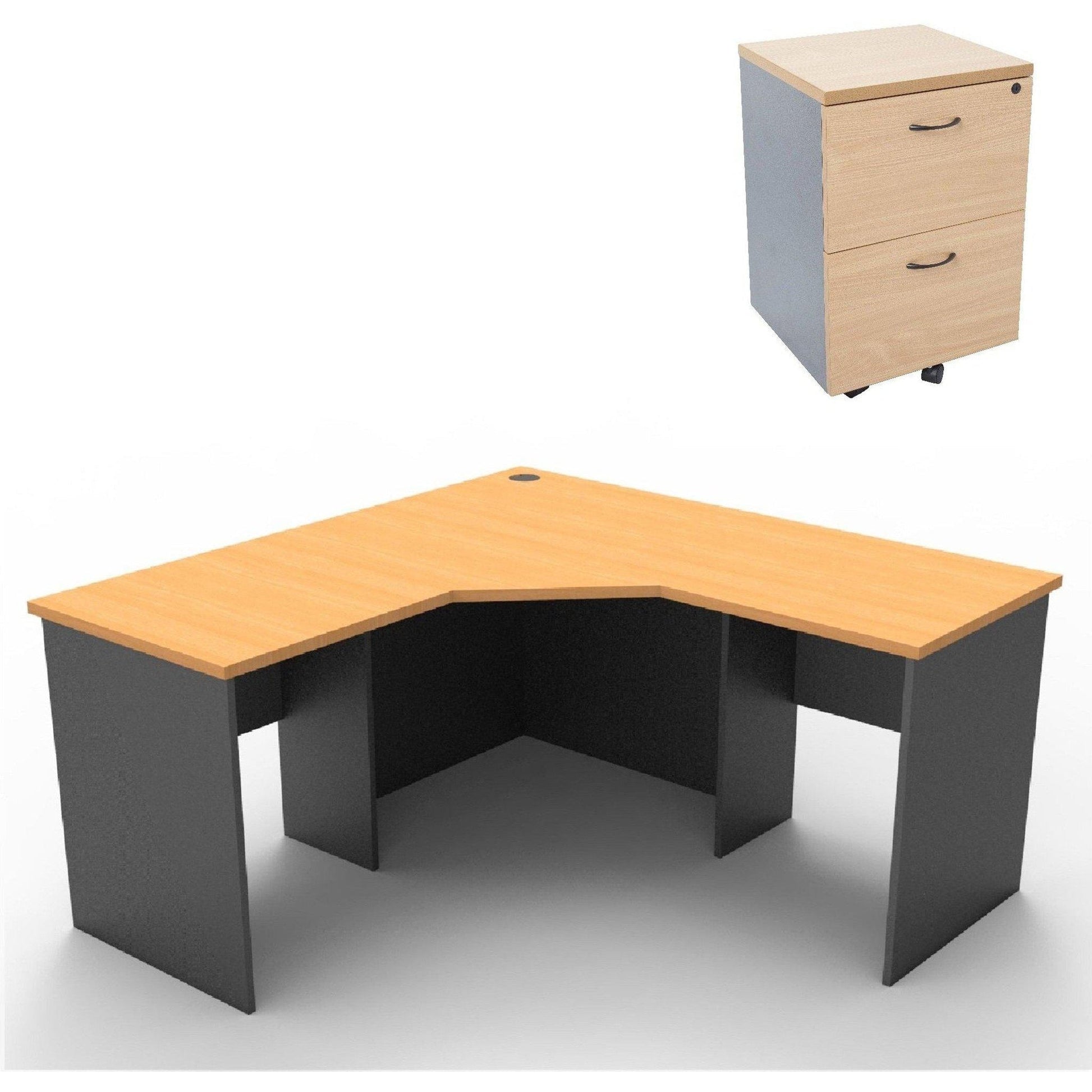 Rapid Worker Corner Workstation with Mobile Pedestal