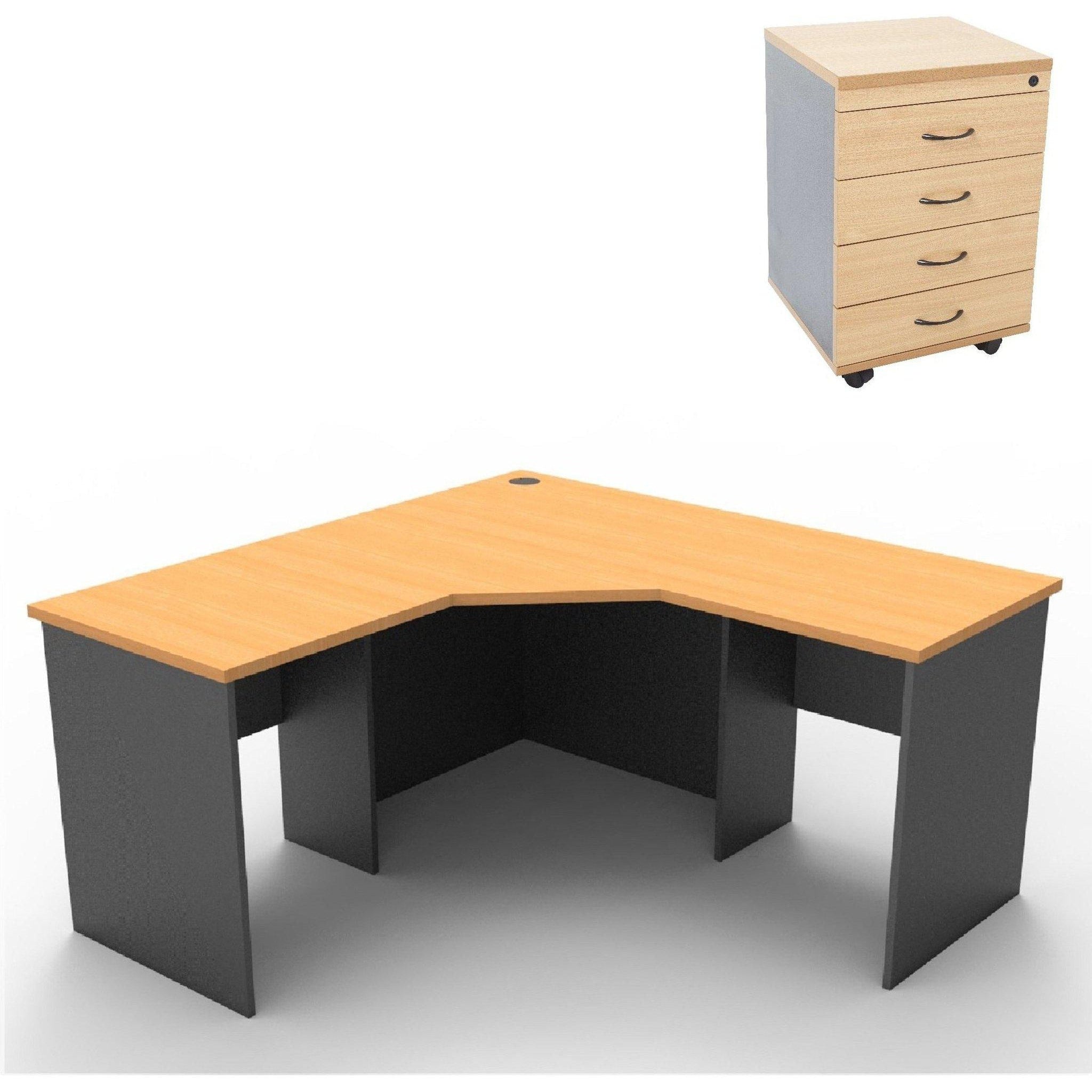 Rapid Worker Corner Workstation with Mobile Pedestal