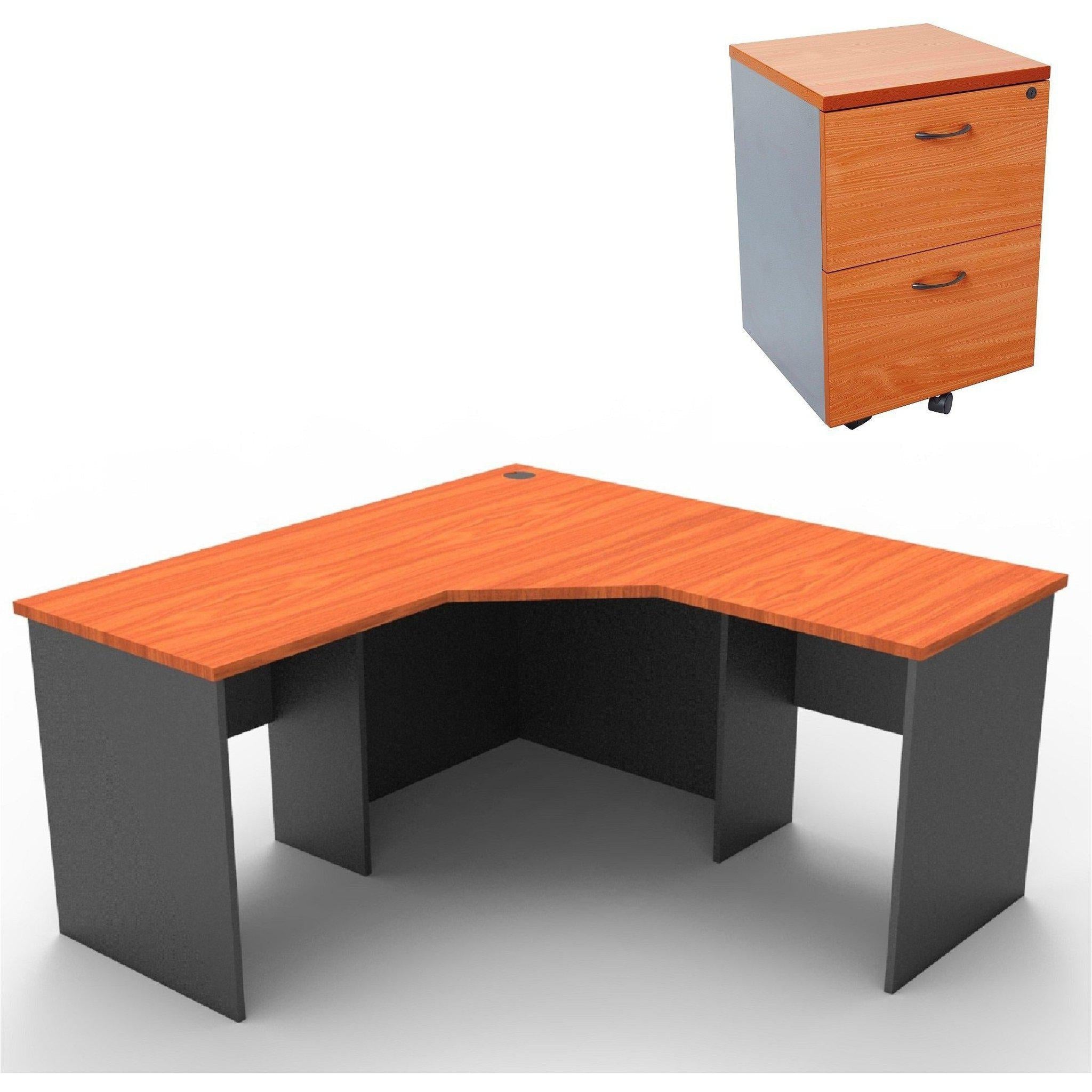 Rapid Worker Corner Workstation with Mobile Pedestal