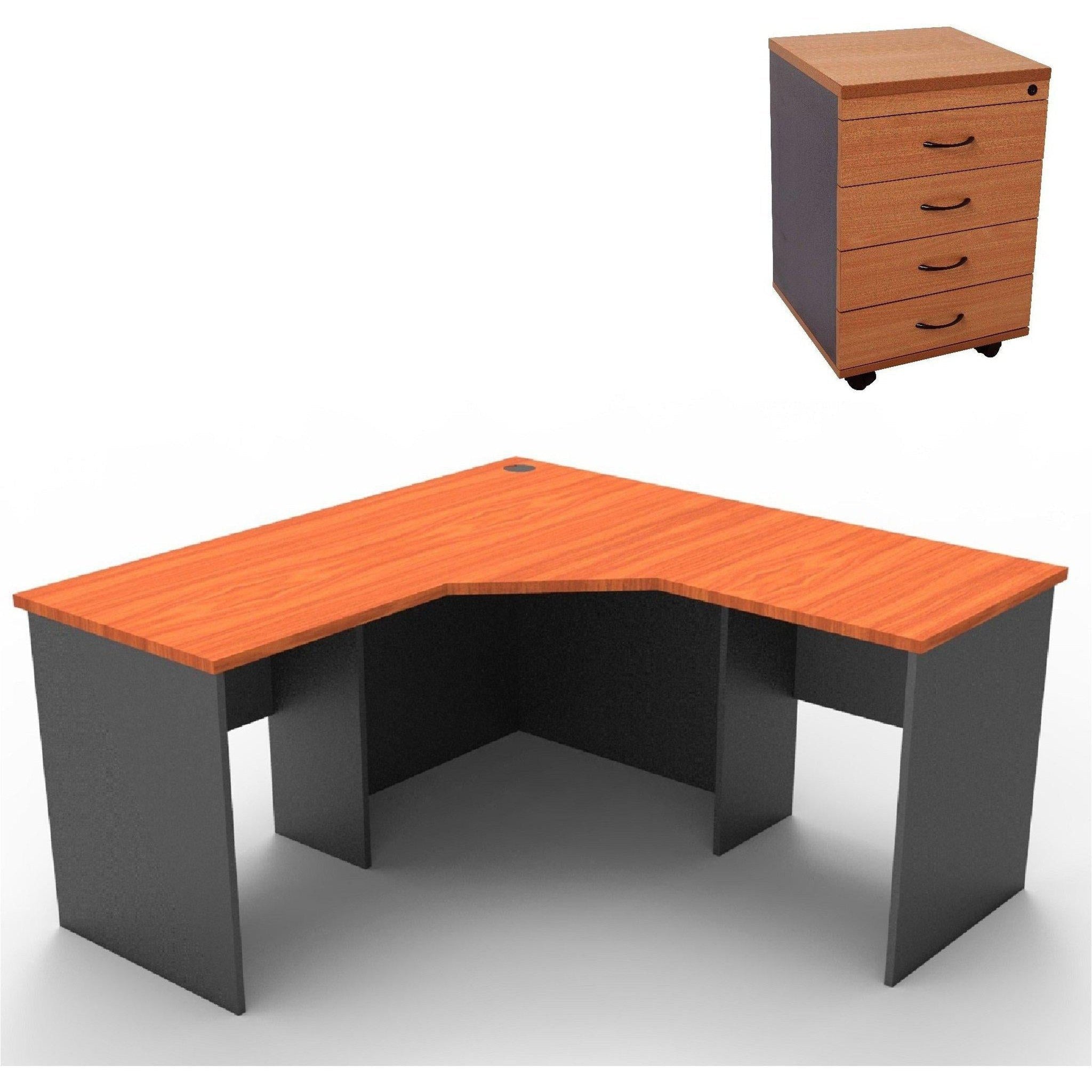 Rapid Worker Corner Workstation with Mobile Pedestal