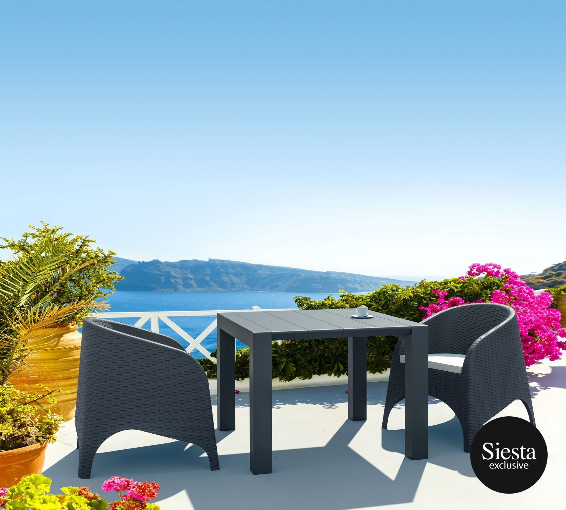 3 Piece Patio Rattan Set with Aruba Armchairs