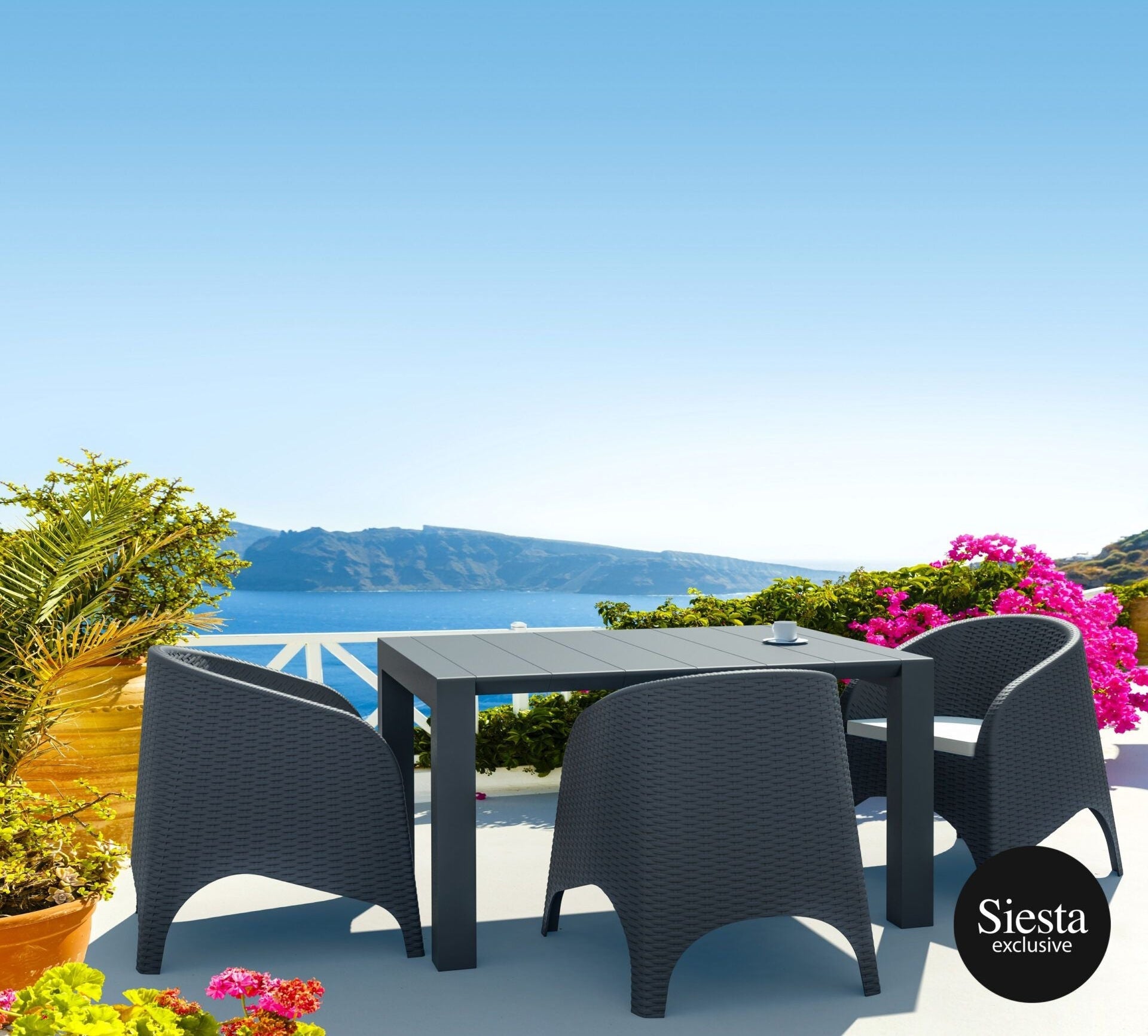 3 Seat Patio Rattan Set with Aruba Armchairs