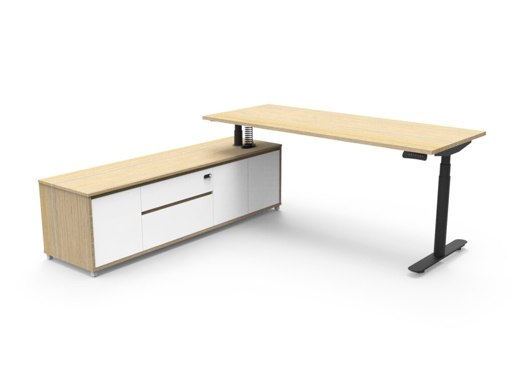 Halo (Round Legs) Electric Height Adjustable Executive Desk & Cabinet