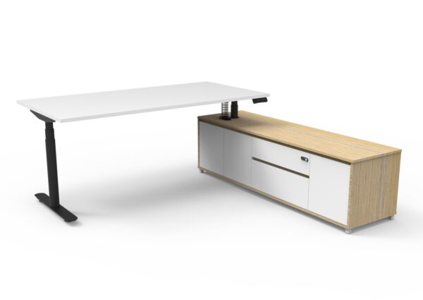 Halo (Round Legs) Electric Height Adjustable Executive Desk & Cabinet