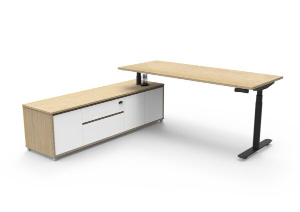 Halo (Round Legs) Electric Height Adjustable Executive Desk & Cabinet