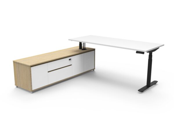 Halo (Round Legs) Electric Height Adjustable Executive Desk & Cabinet