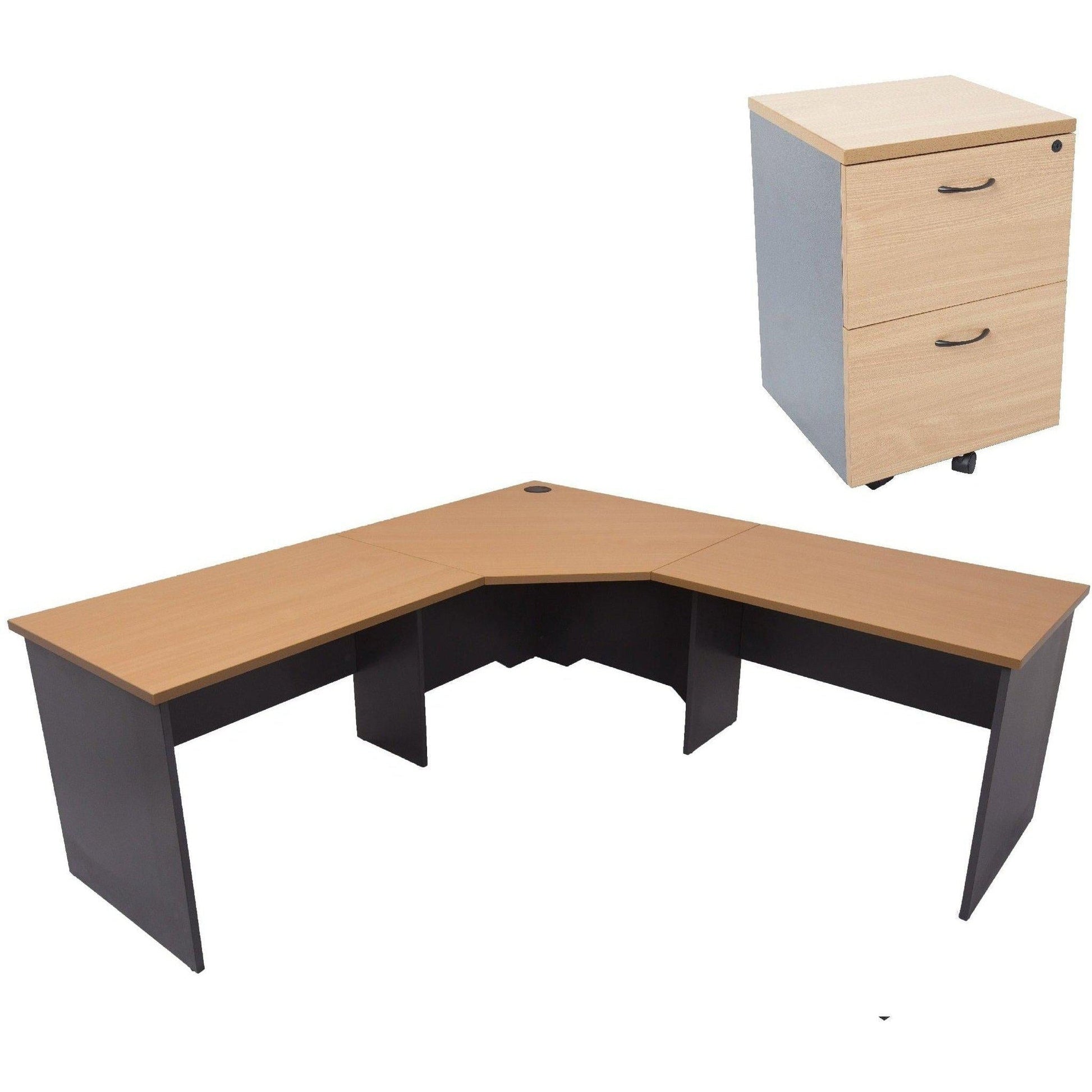 Rapid Worker Corner Workstation with Mobile Pedestal