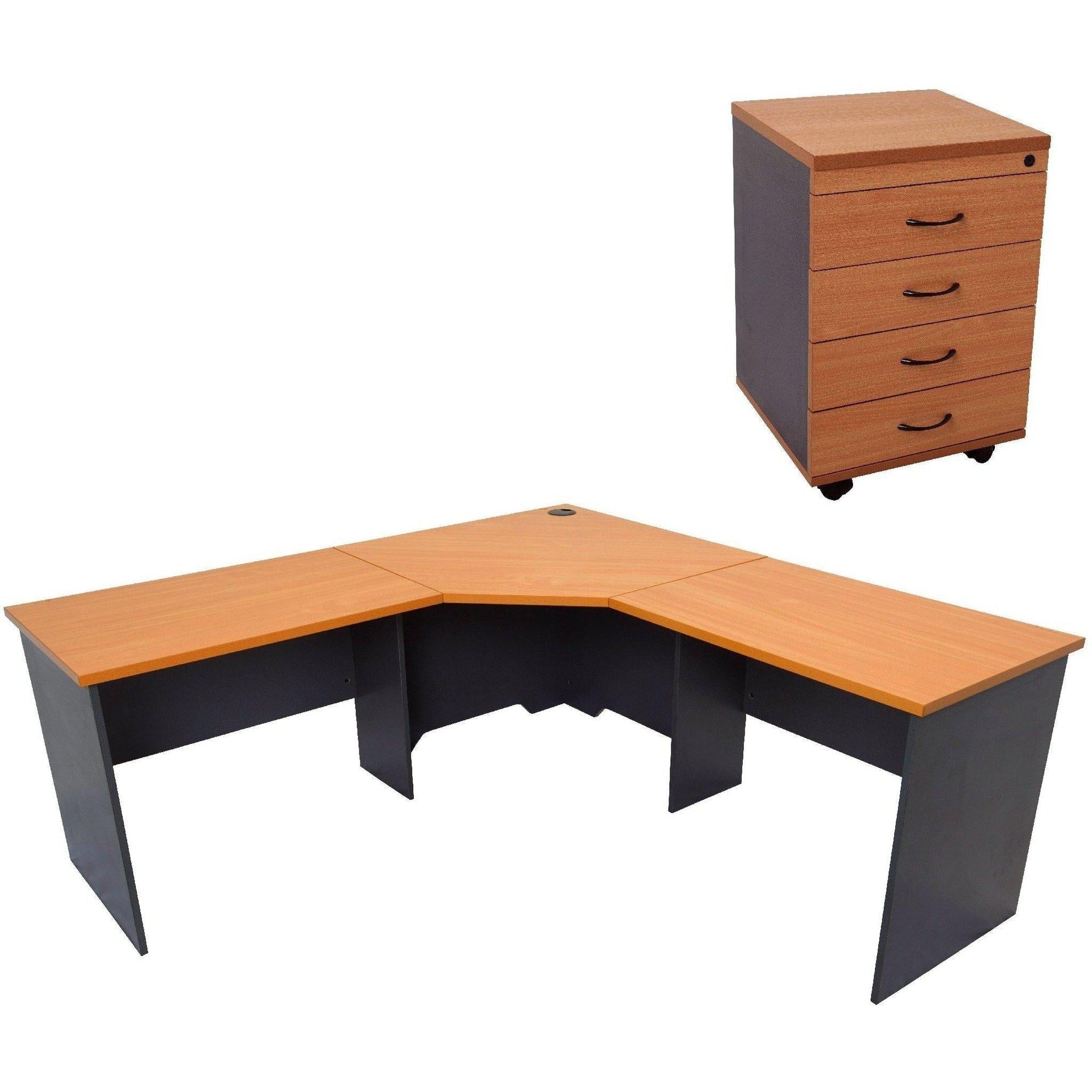 Rapid Worker Corner Workstation with Mobile Pedestal