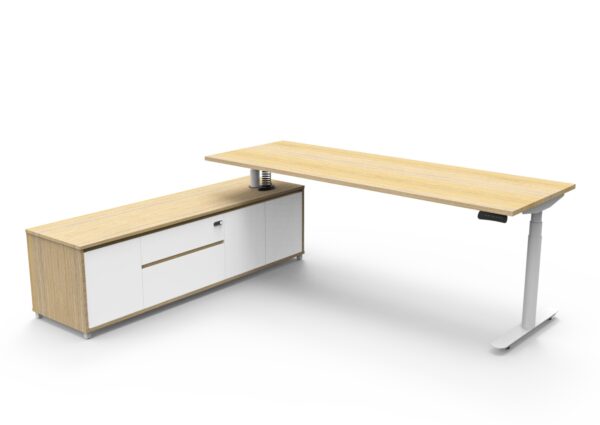 Halo (Round Legs) Electric Height Adjustable Executive Desk & Cabinet