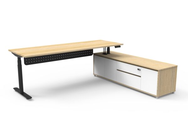 Halo (Round Legs) Electric Height Adjustable Executive Desk & Cabinet