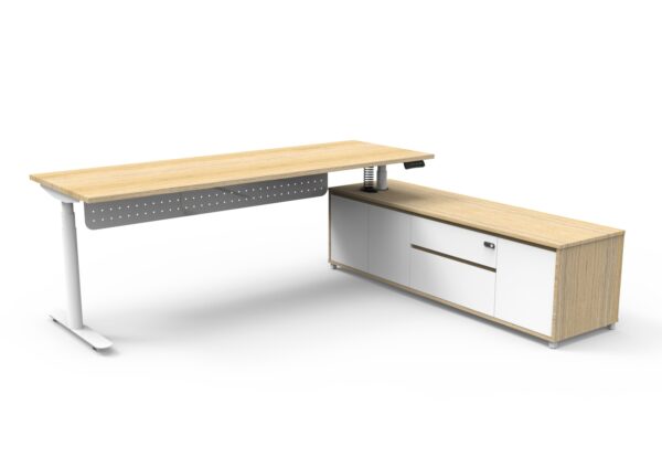 Halo (Round Legs) Electric Height Adjustable Executive Desk & Cabinet