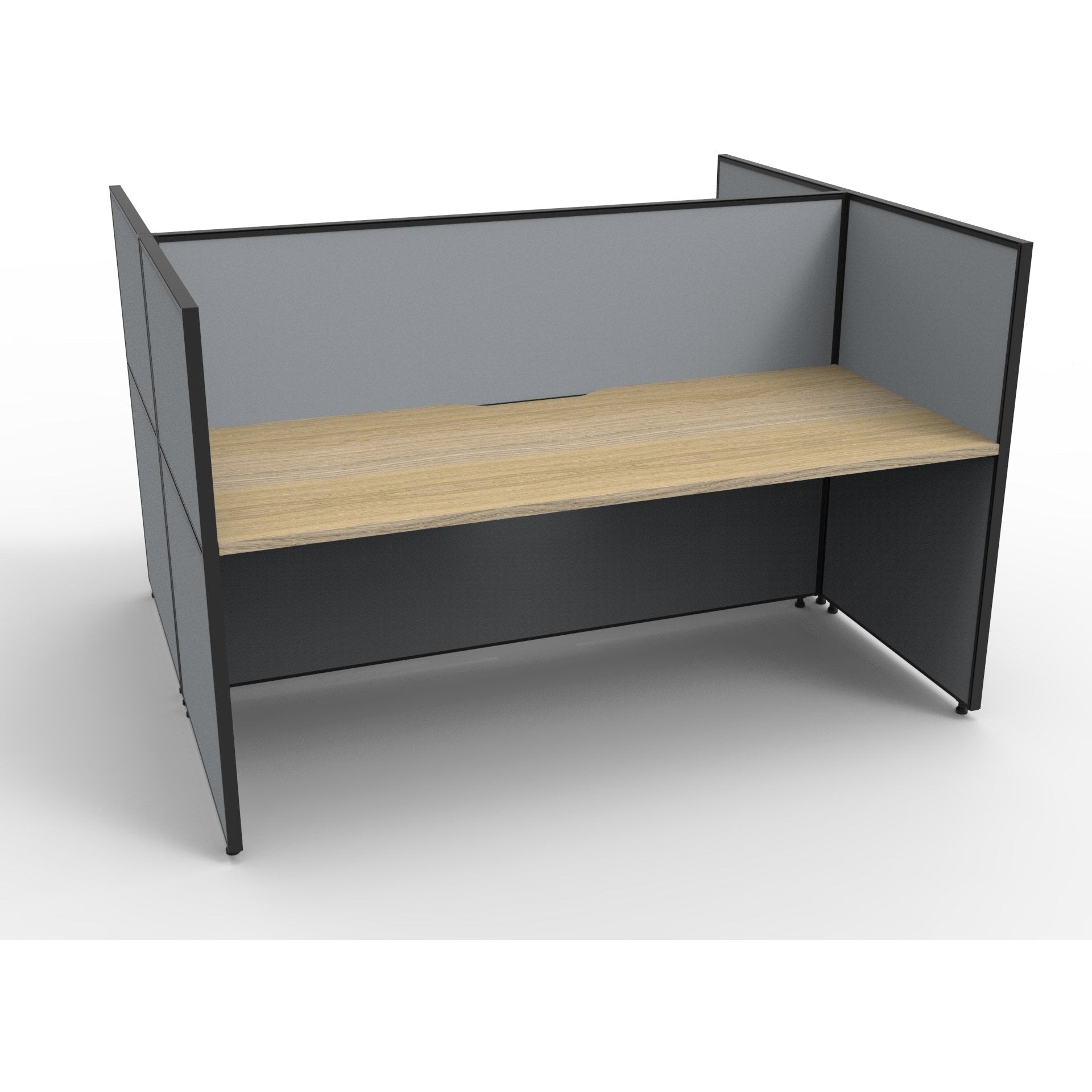 SHUSH30 Double Sided Workstation - 2 Person - Screen Hung Tops - Oak