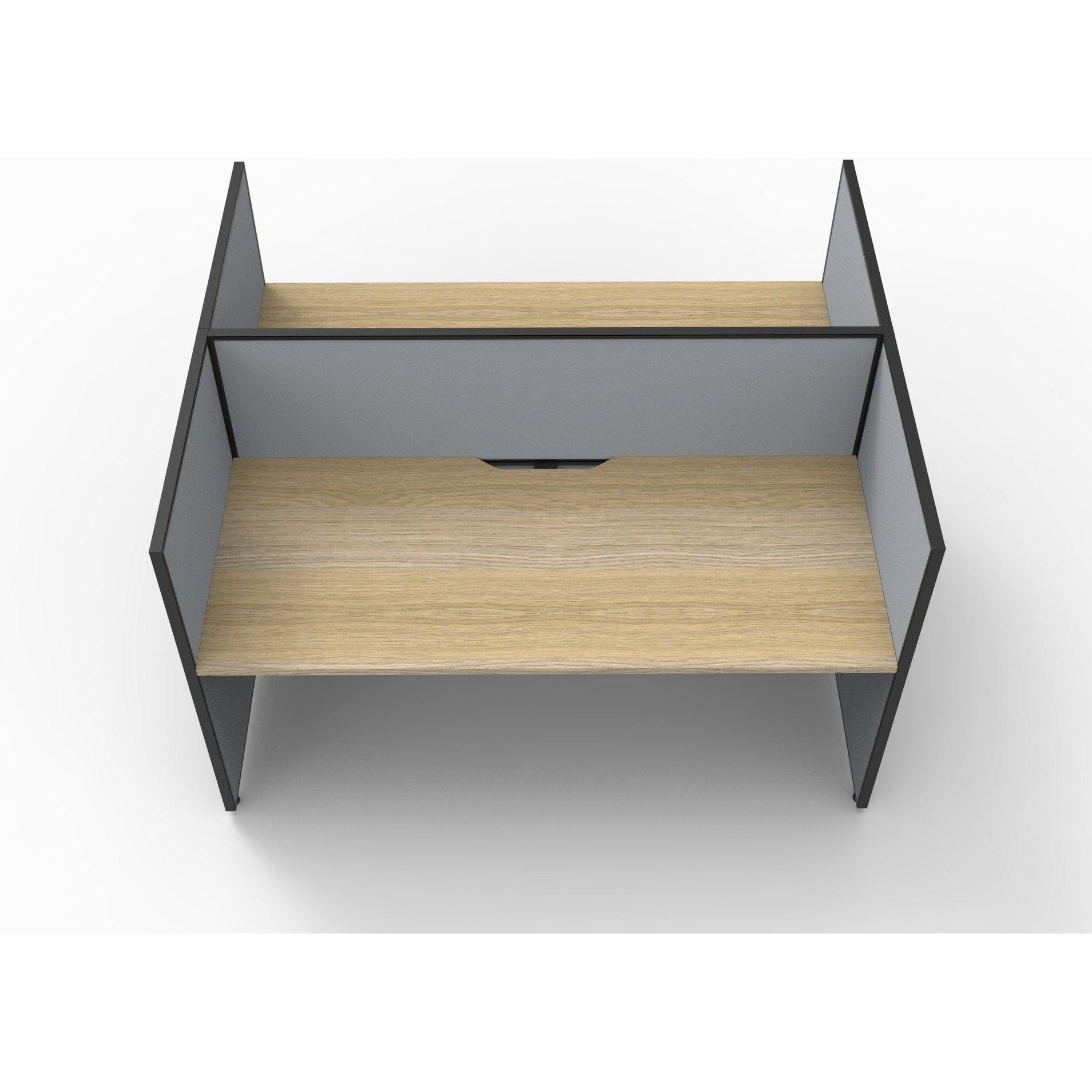 SHUSH30 Double Sided Workstation - 2 Person - Screen Hung Tops - Oak
