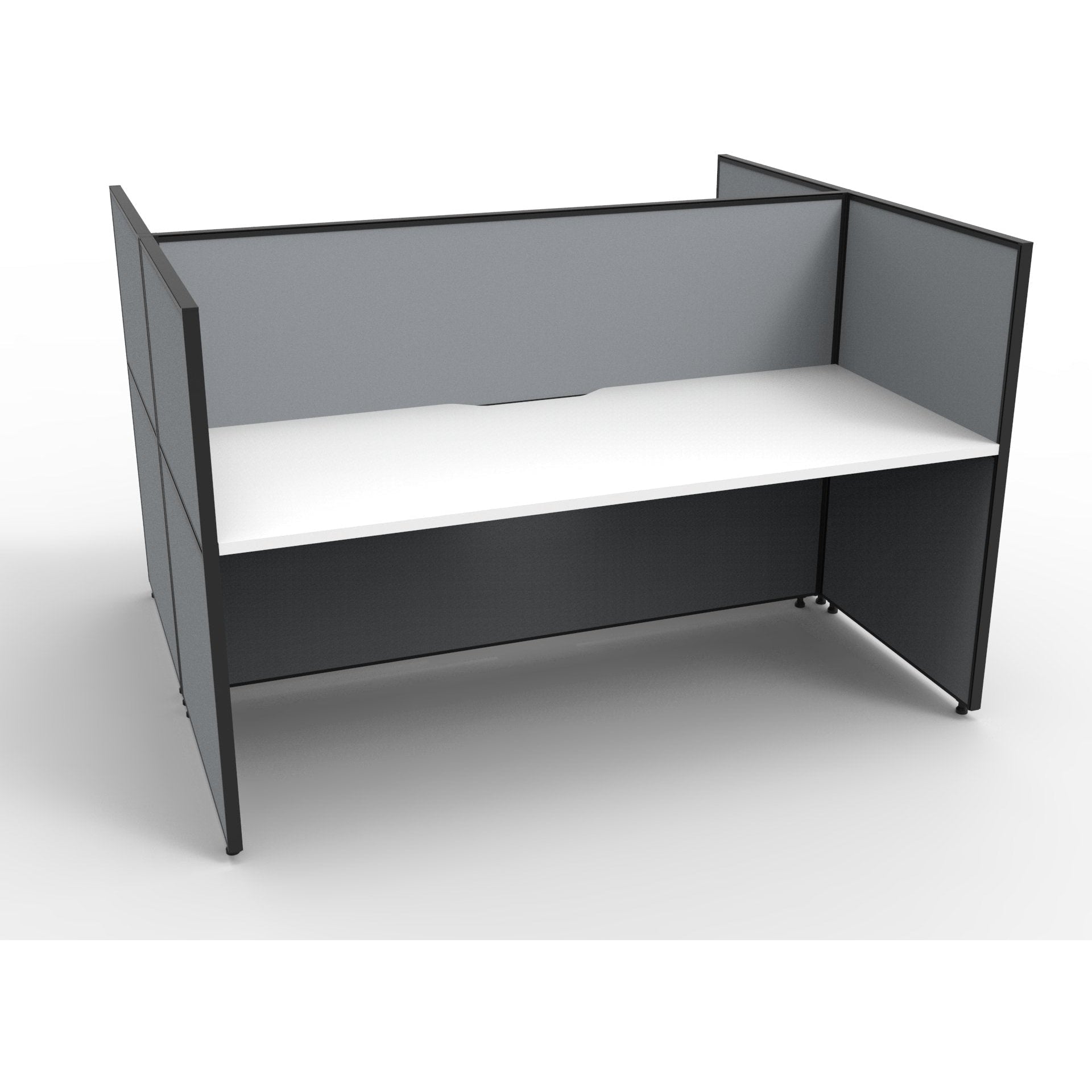SHUSH30 Double Sided Workstation - 2 Person - Screen Hung Tops - White