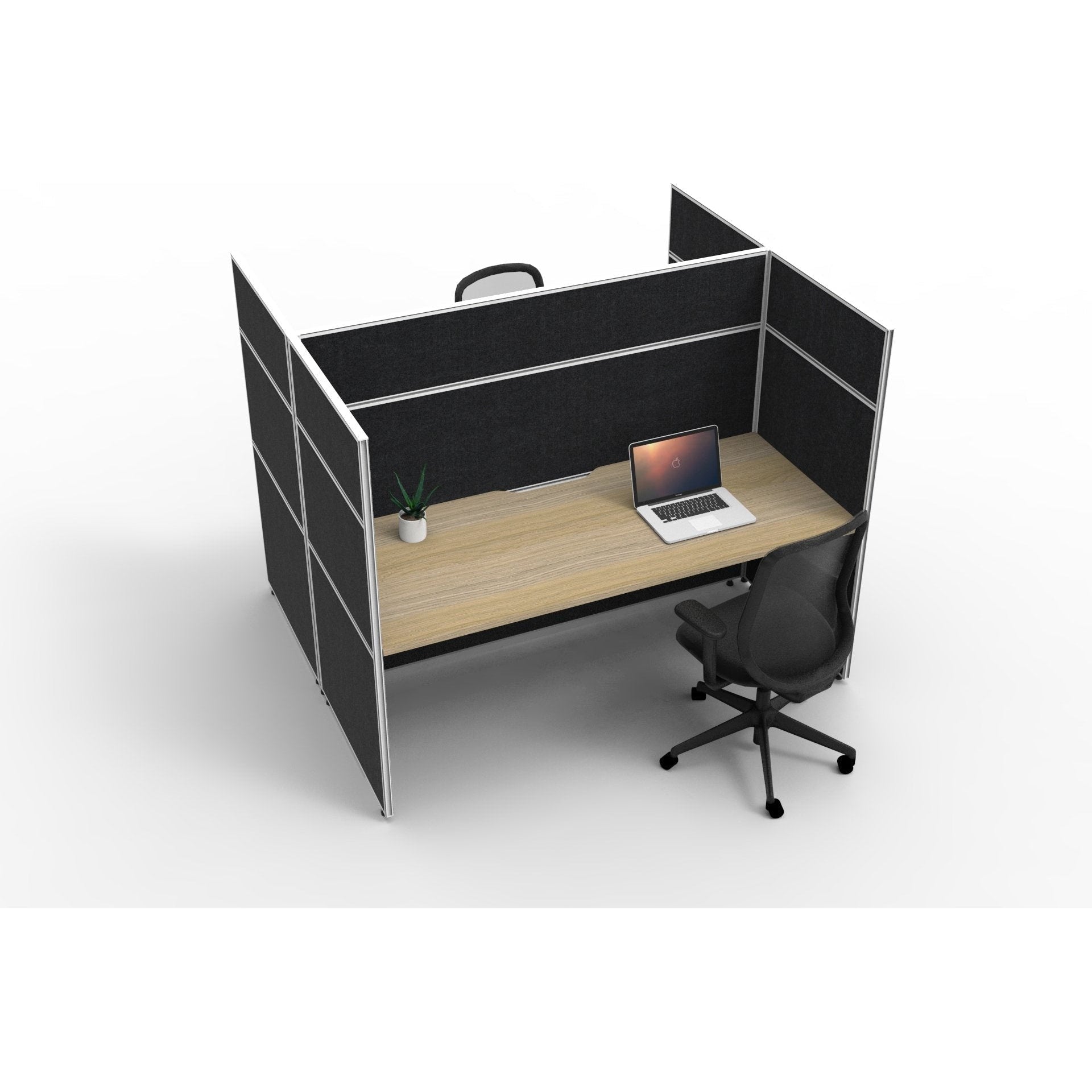 SHUSH30 Double Sided Workstation - 2 Person - Screen Hung Tops - Oak