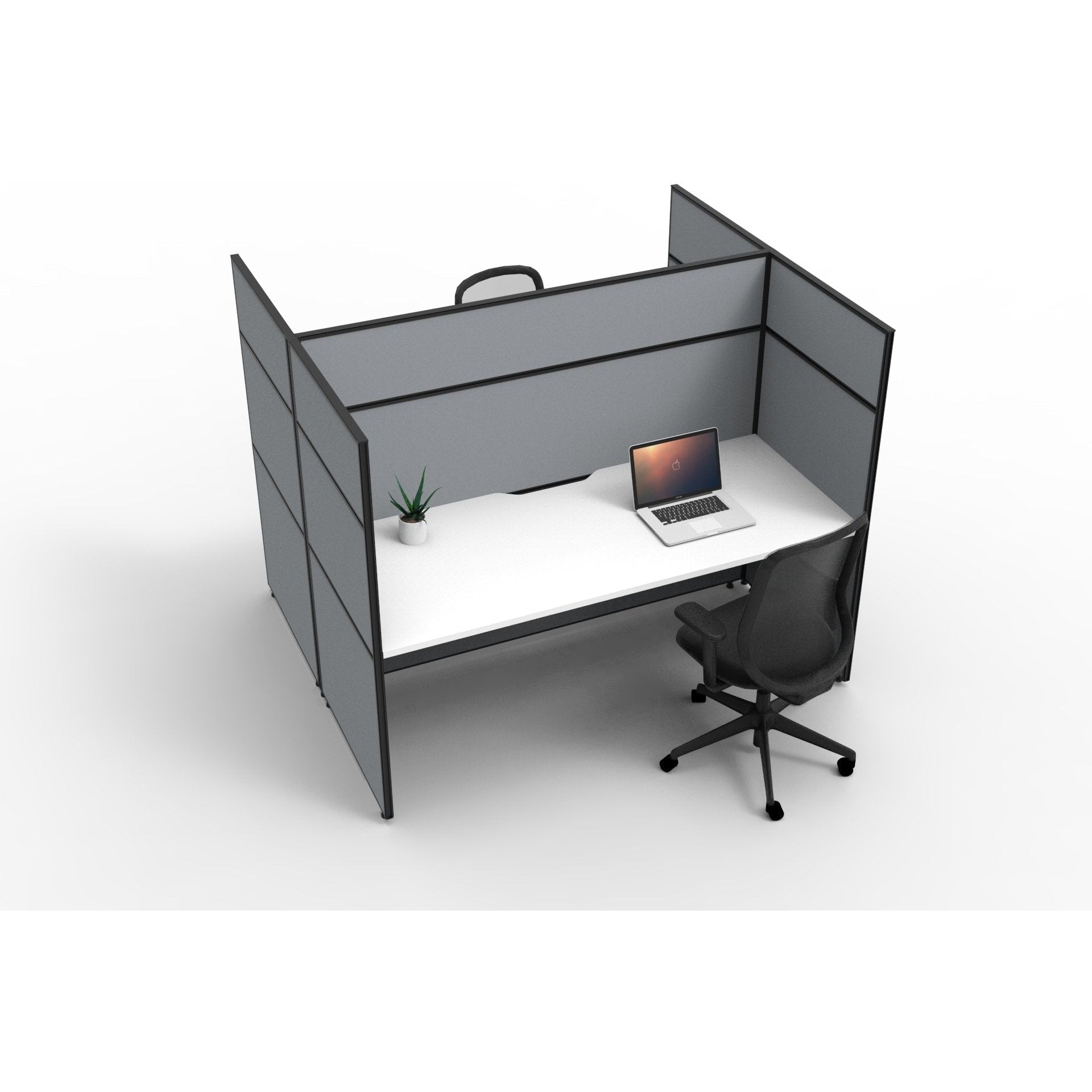 SHUSH30 Double Sided Workstation - 2 Person - Screen Hung Tops - White