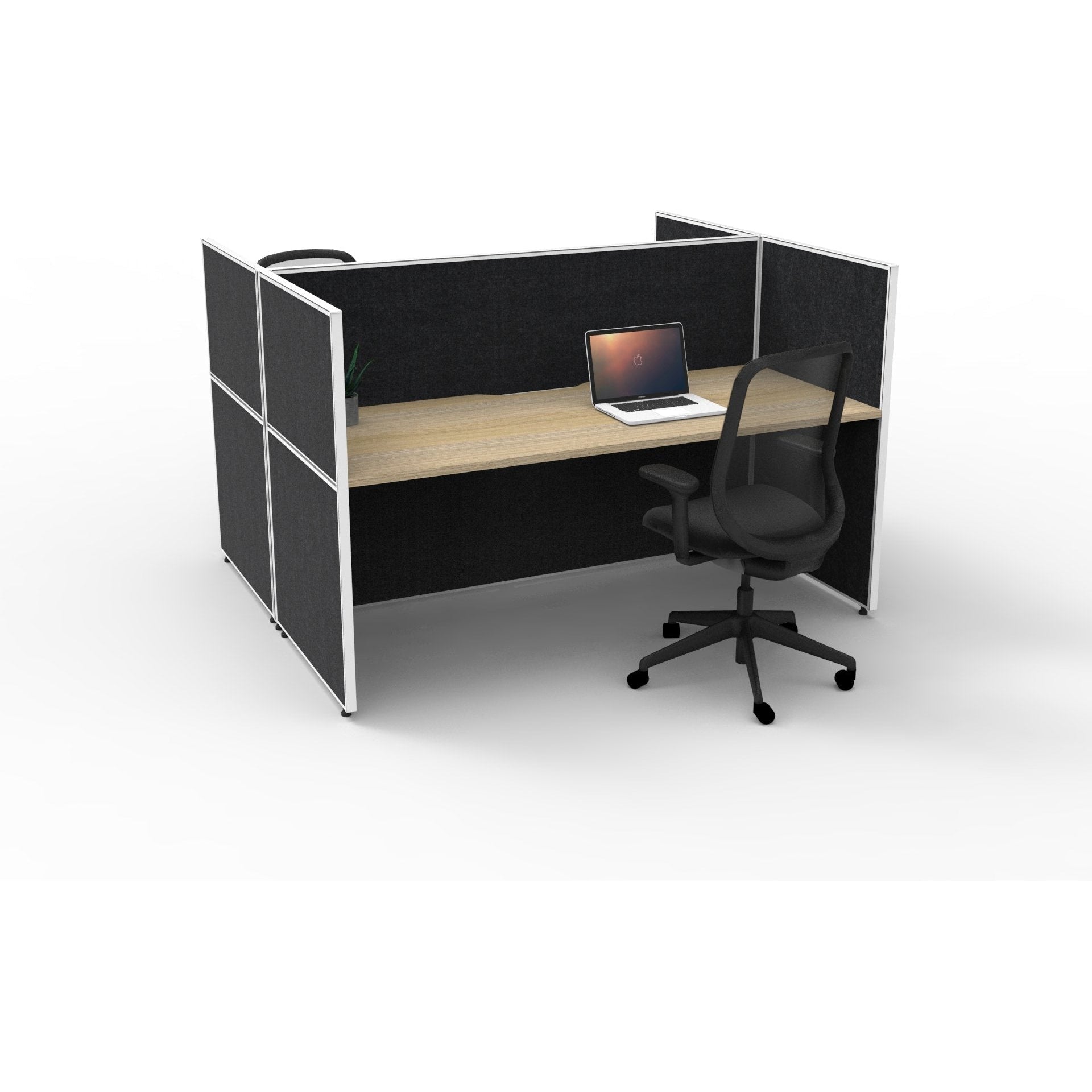 SHUSH30 Double Sided Workstation - 2 Person - Screen Hung Tops - Oak