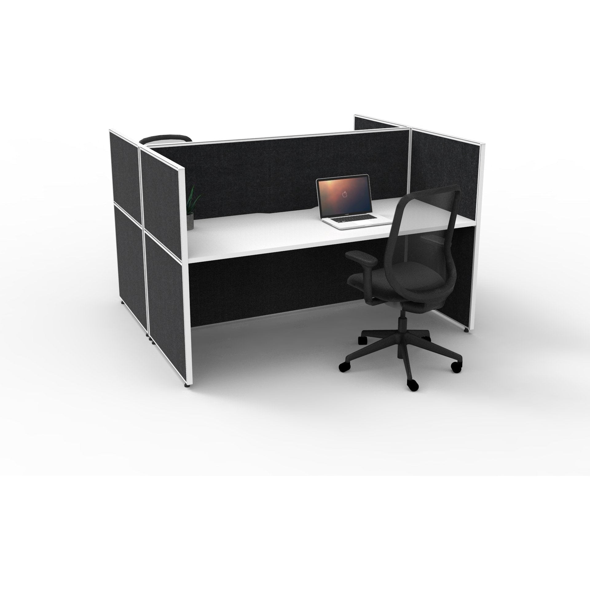 SHUSH30 Double Sided Workstation - 2 Person - Screen Hung Tops - White