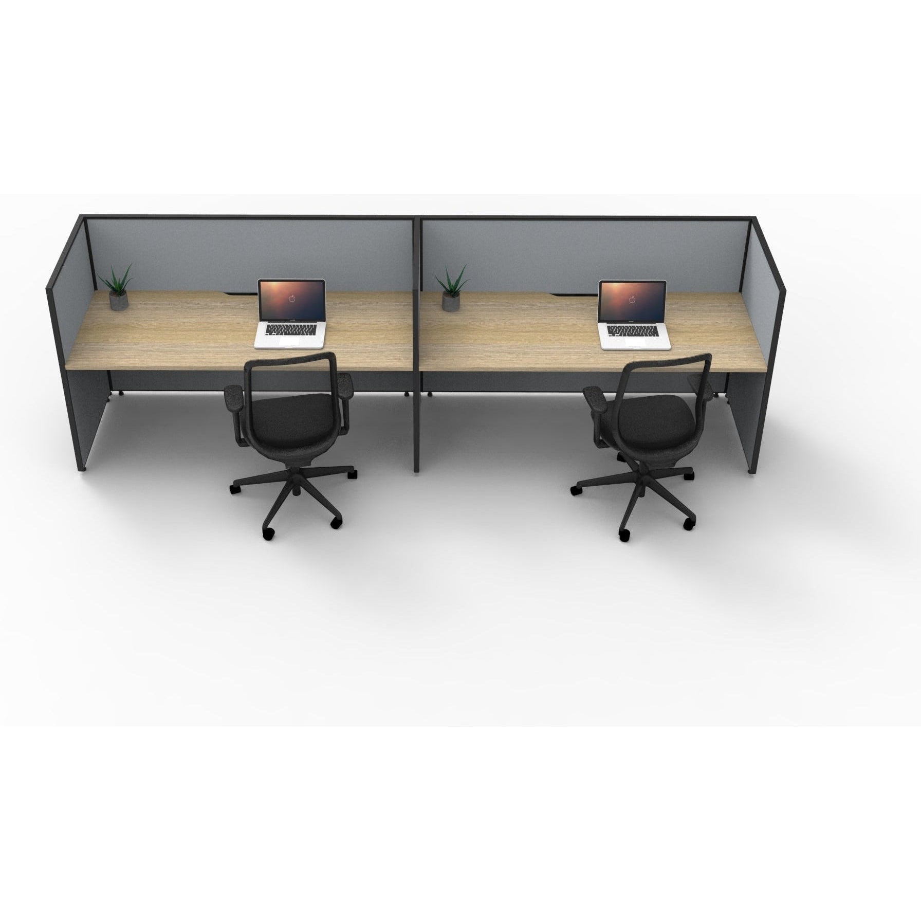 SHUSH30 Workstation - 2 Person - Screen Hung Tops - Oak
