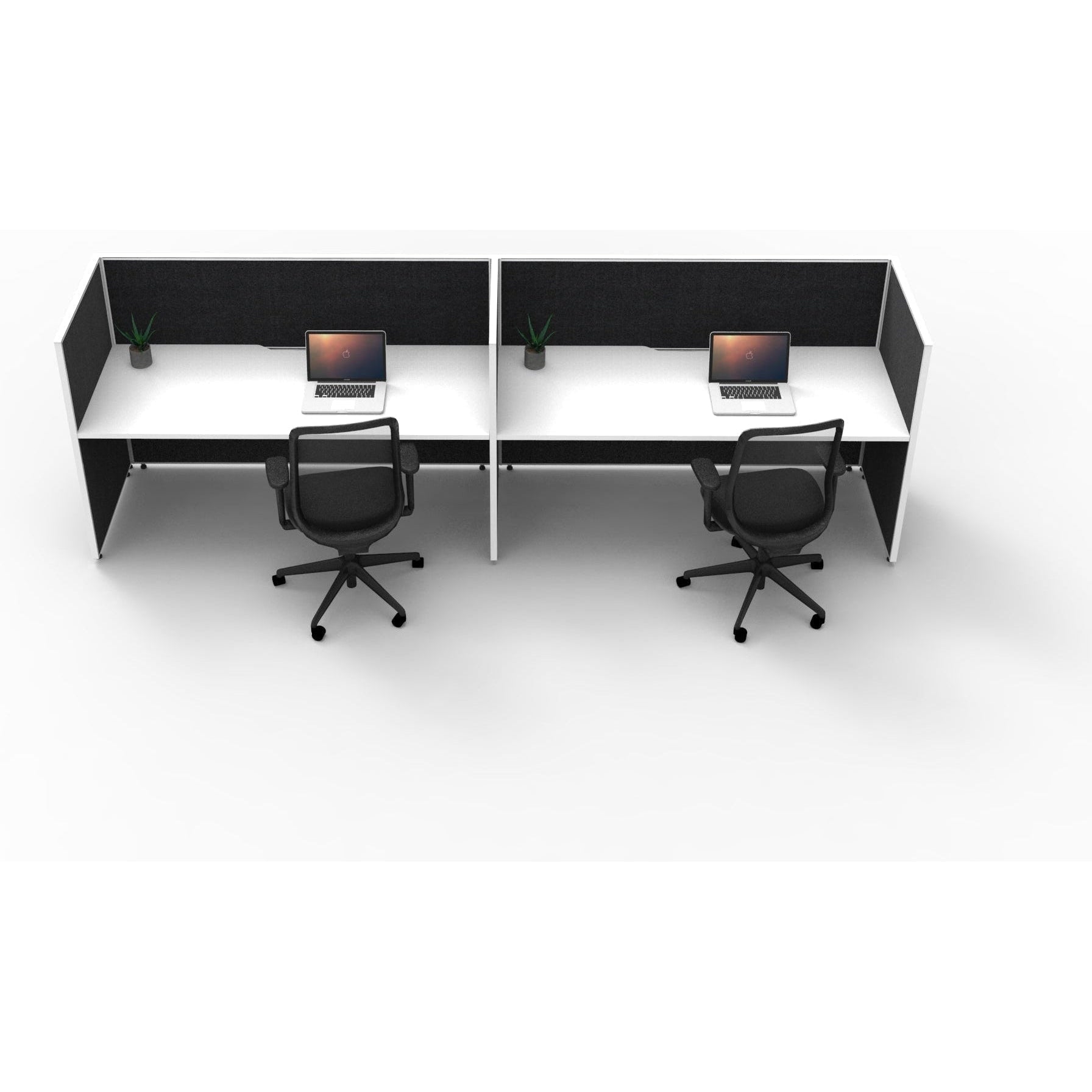 SHUSH30 Workstation - 2 Person - Screen Hung Tops - White
