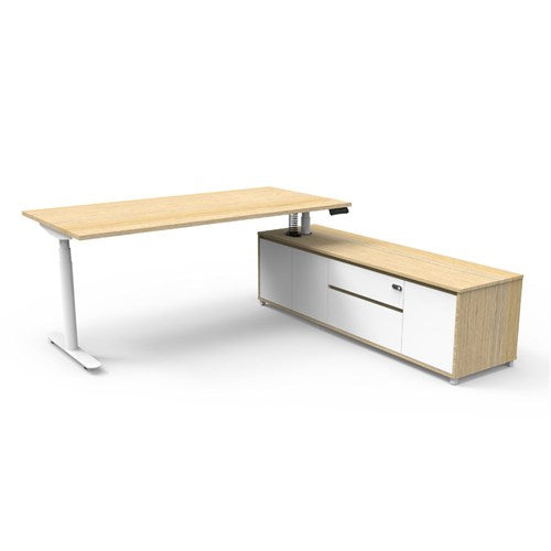 Halo (Round Legs) Electric Height Adjustable Executive Desk & Cabinet