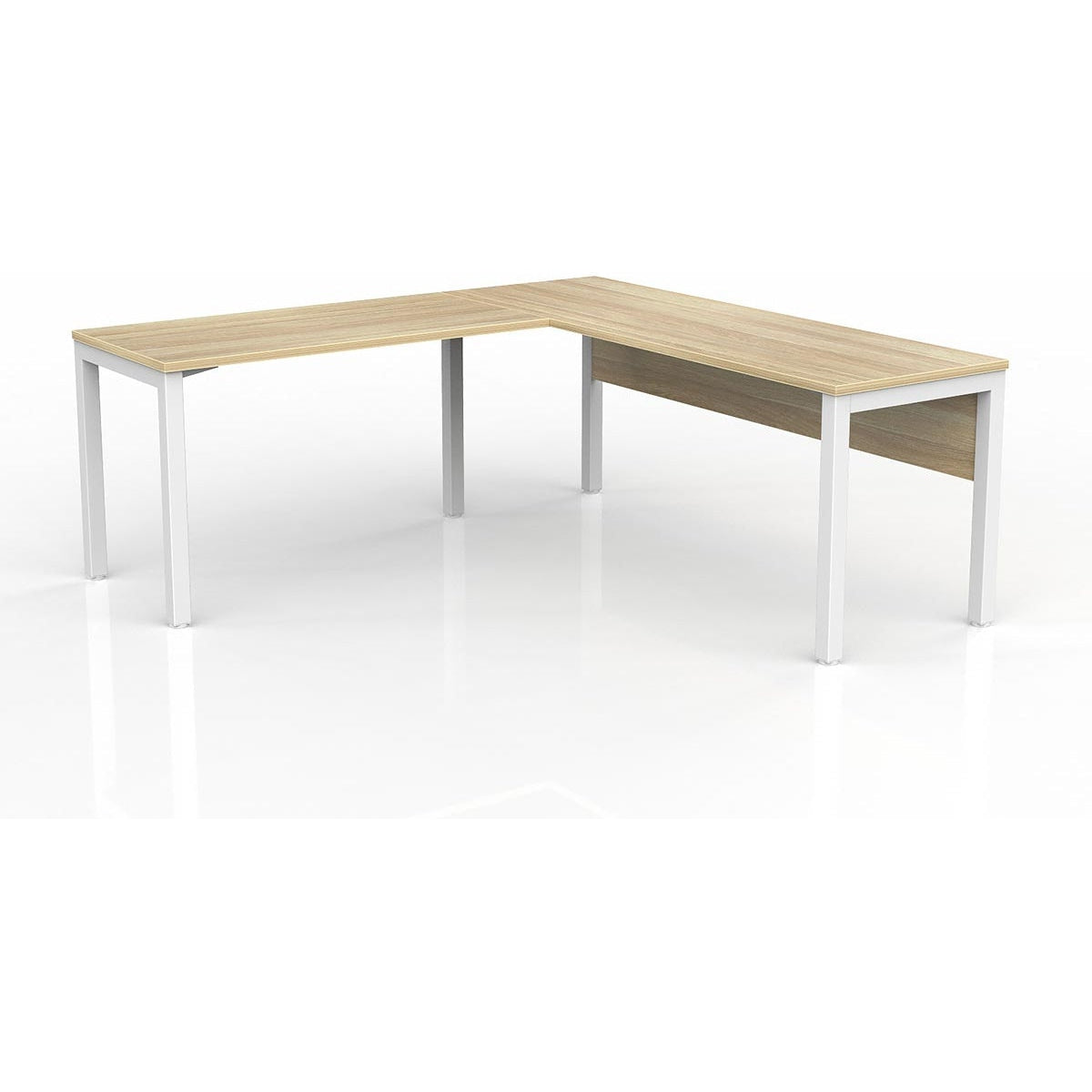 Axis Desk with Return and Modesty - New Oak Worktop