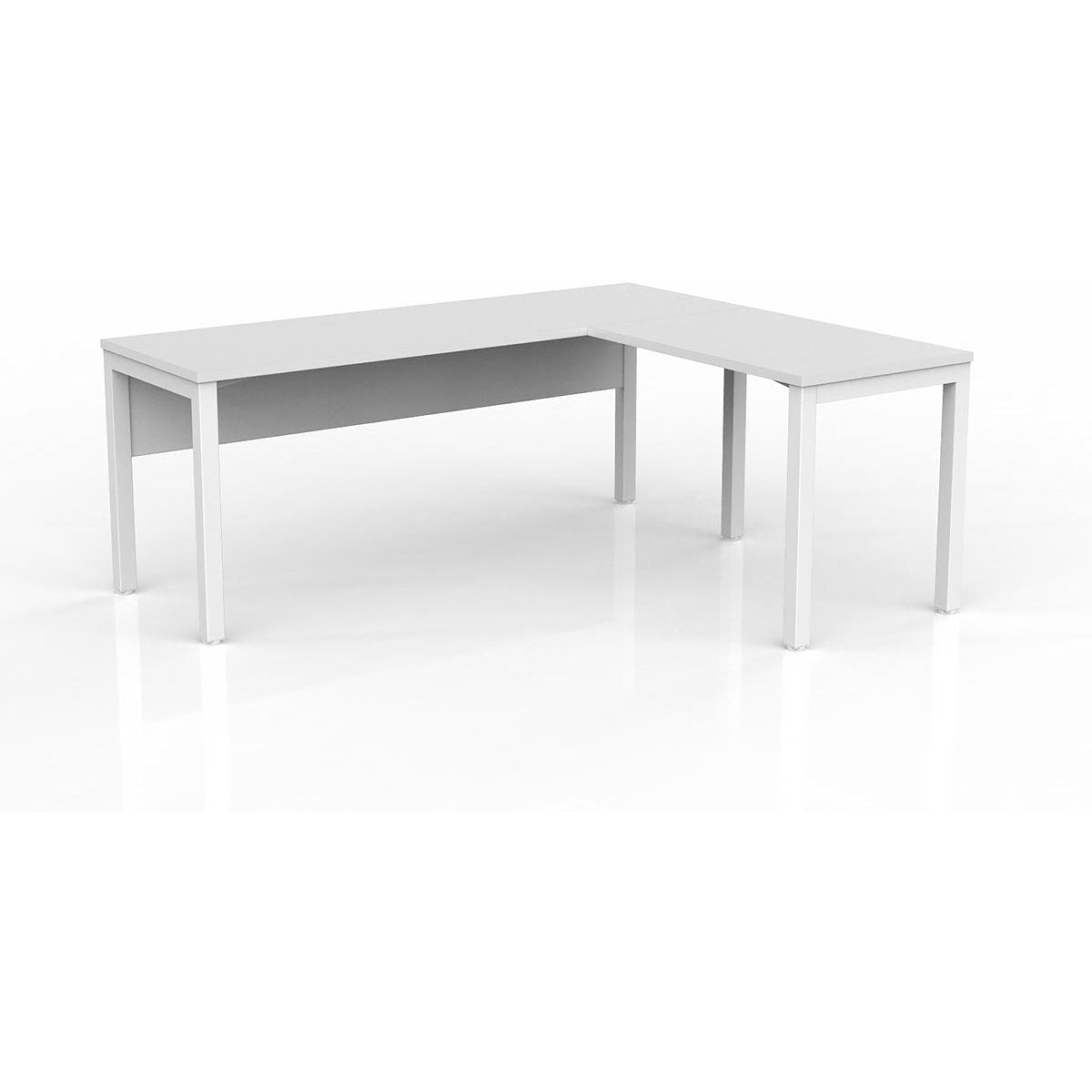 Axis Desk with Return and Modesty - White Worktop
