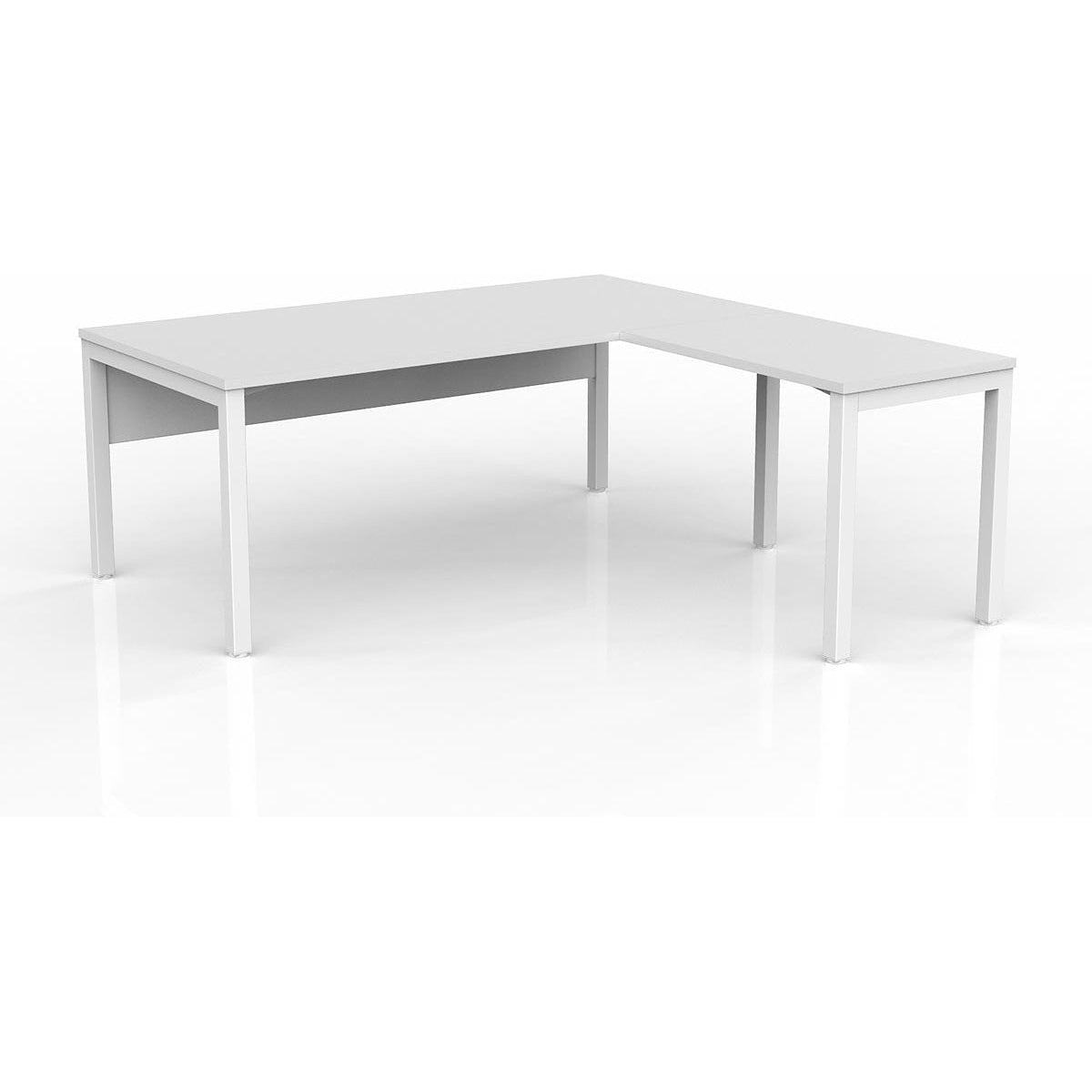 Axis Desk with Return and Modesty - White Worktop