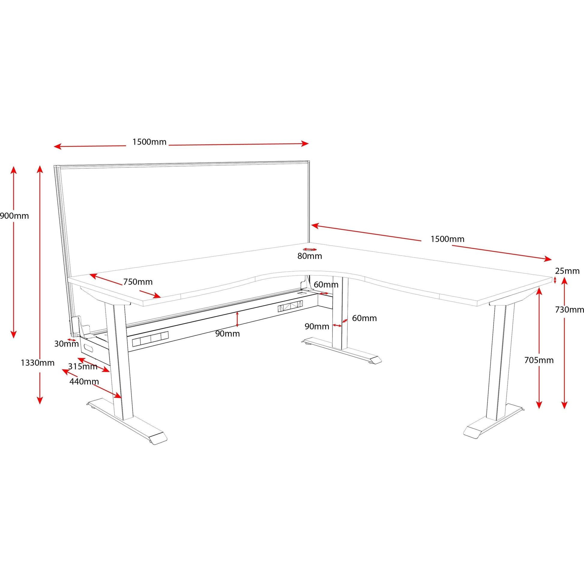 Boost Static Corner Workstation (Non-Adjustable)