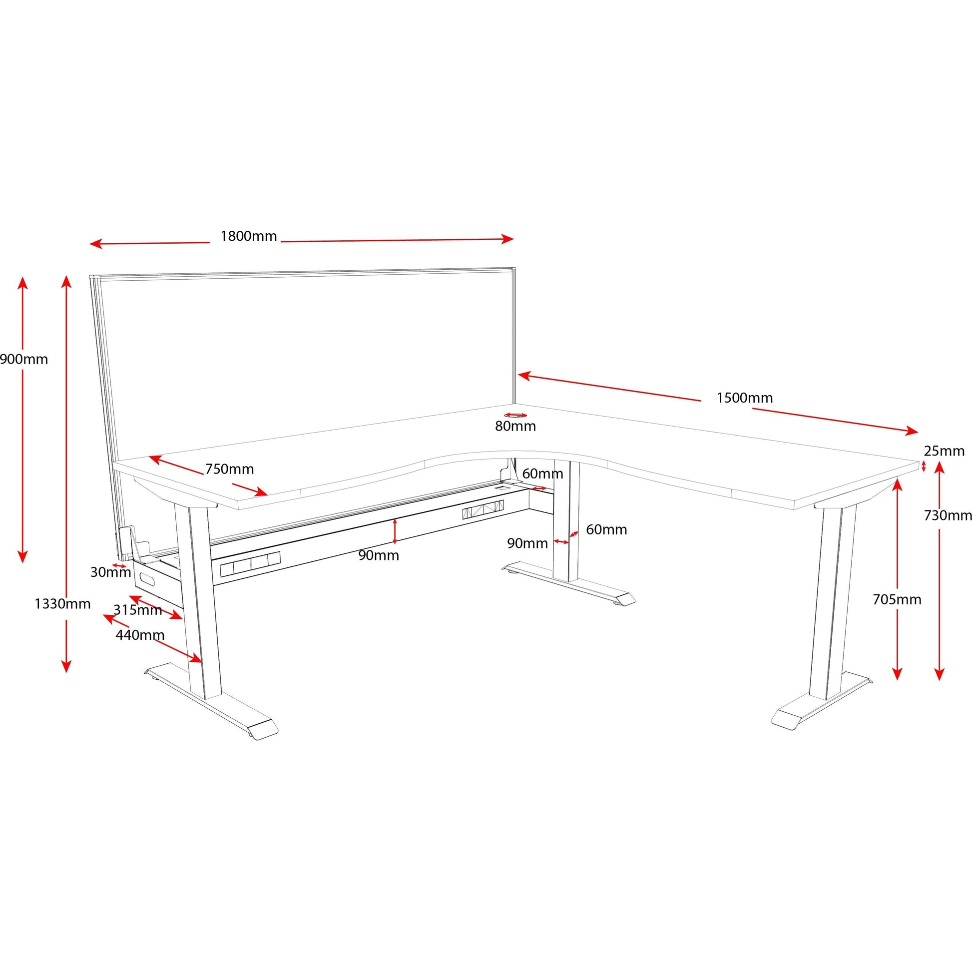 Boost Static Corner Workstation (Non-Adjustable)