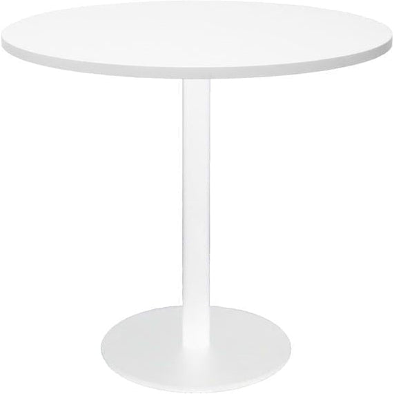 Round Flat Disc Base Table in White Powder Coat Finish