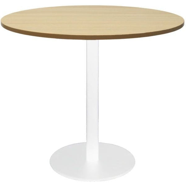 Round Flat Disc Base Table in White Powder Coat Finish