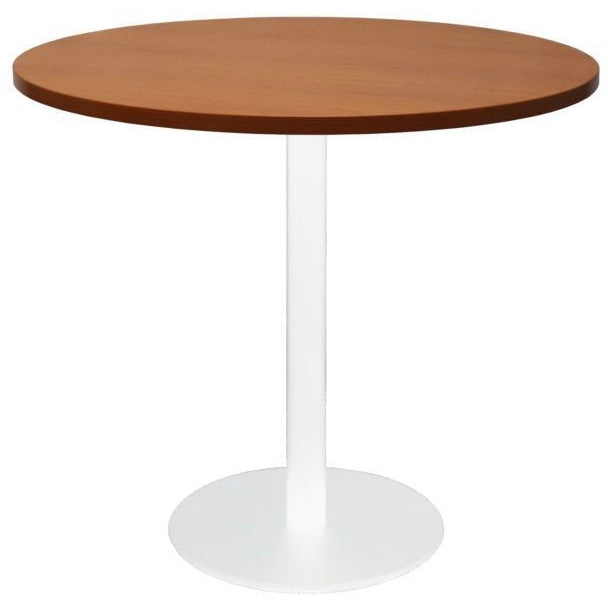 Round Flat Disc Base Table in White Powder Coat Finish