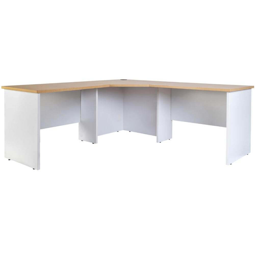 Logan Corner Workstation 1800mm (With Optional Bundle) - Oak/White