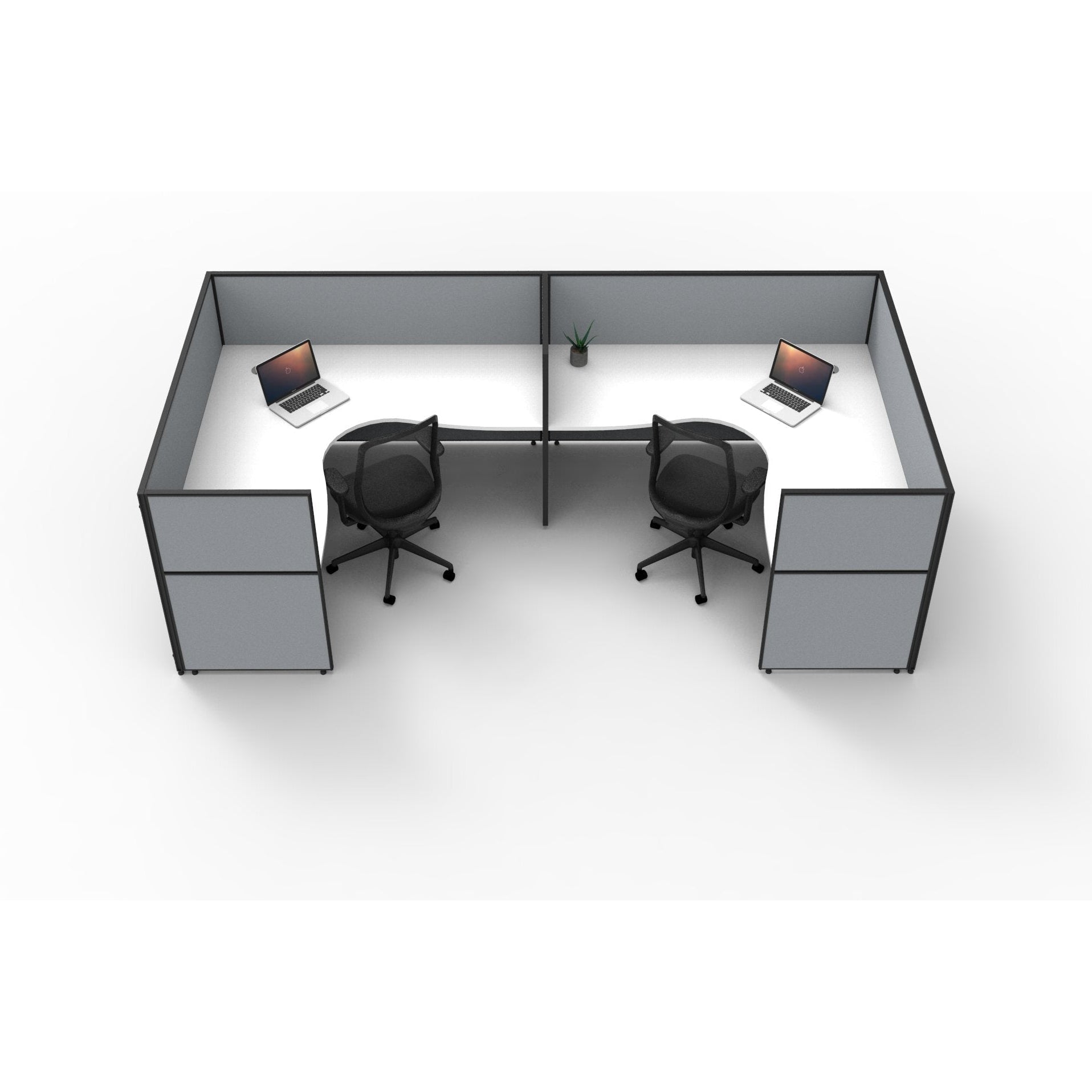 SHUSH30 Corner Workstations - 2 Person 'U' Configuration - Screen Hung Tops - White