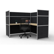 SHUSH30 Corner Workstation - 1 Person - Screen Hung Top - Oak