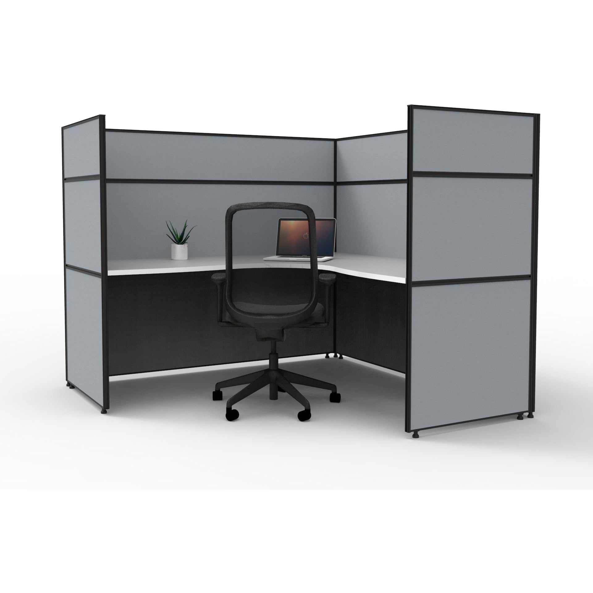 SHUSH30 Corner Workstation - 1 Person - Screen Hung Top - White