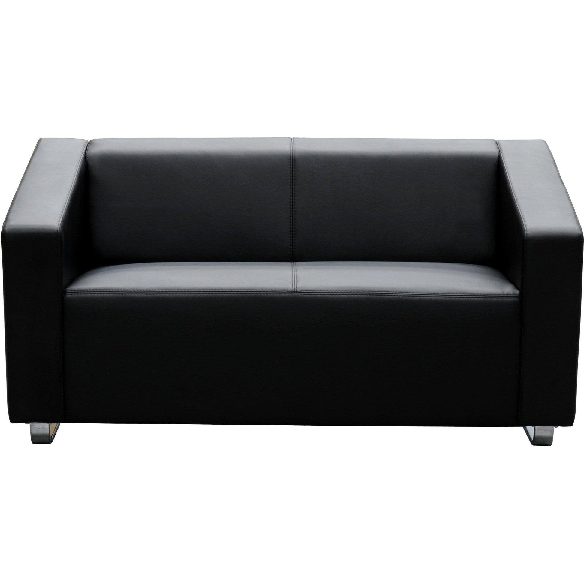 Cube 2 Seater Leather Lounge - Black