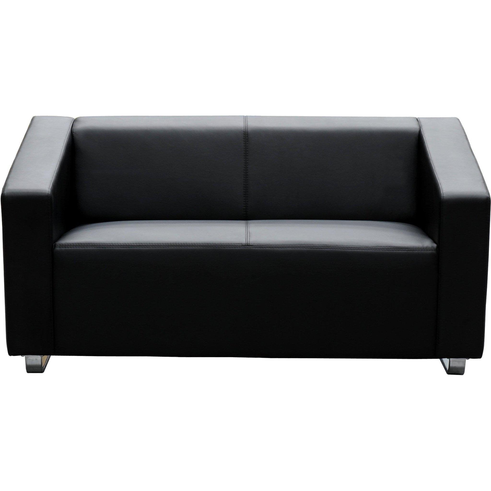 Cube 2 Seater Leather Lounge - Black