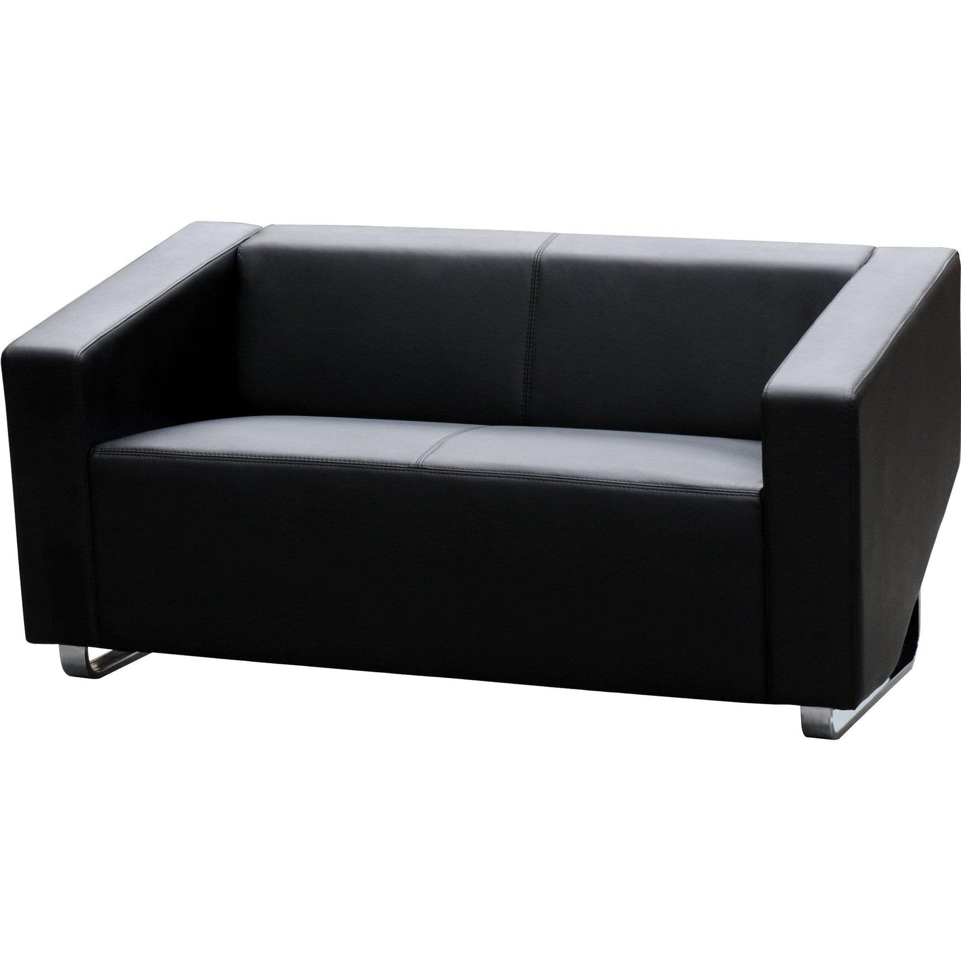 Cube 2 Seater Leather Lounge - Black
