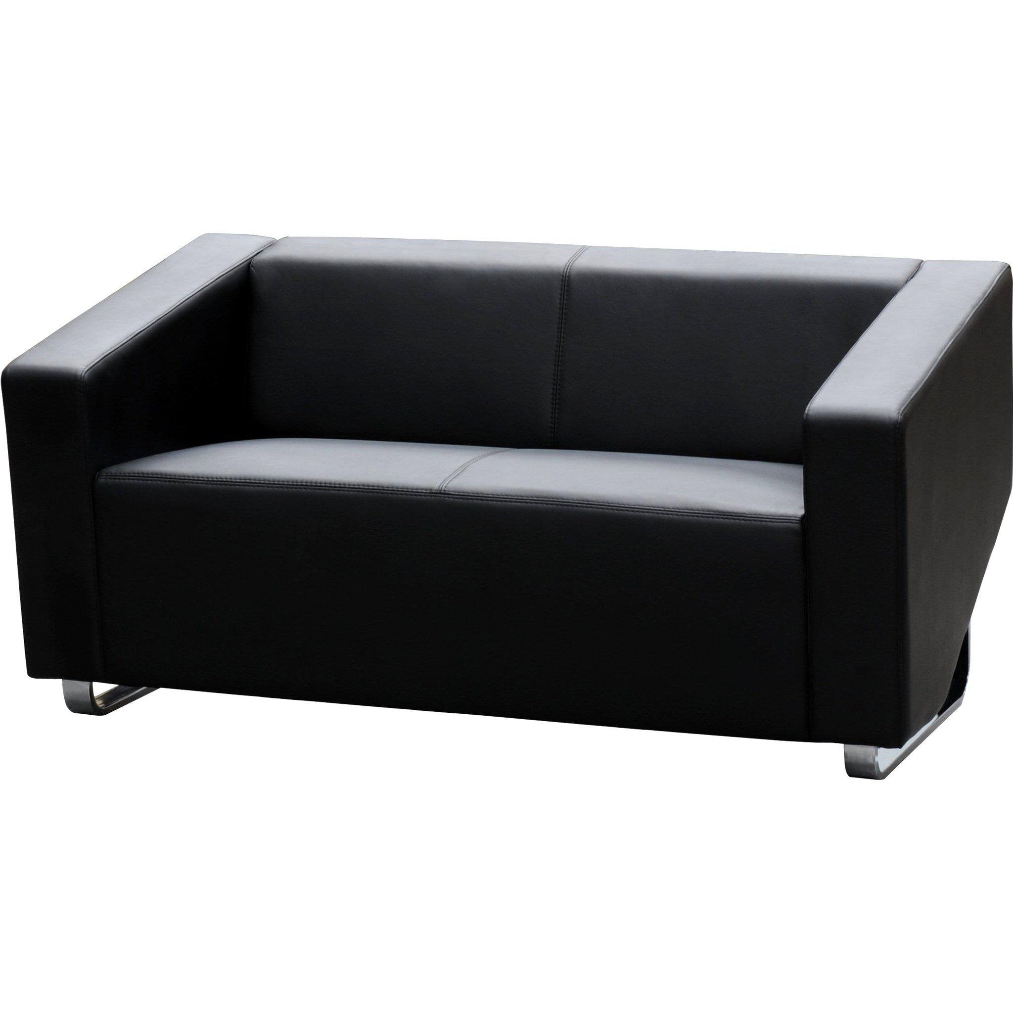 Cube 2 Seater Leather Lounge - Black