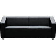 Cube 3 Seater Leather Lounge - Black