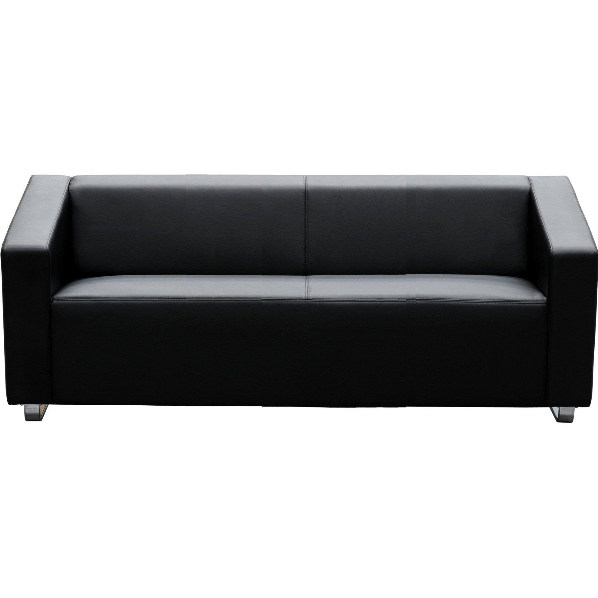Cube 3 Seater Leather Lounge - Black
