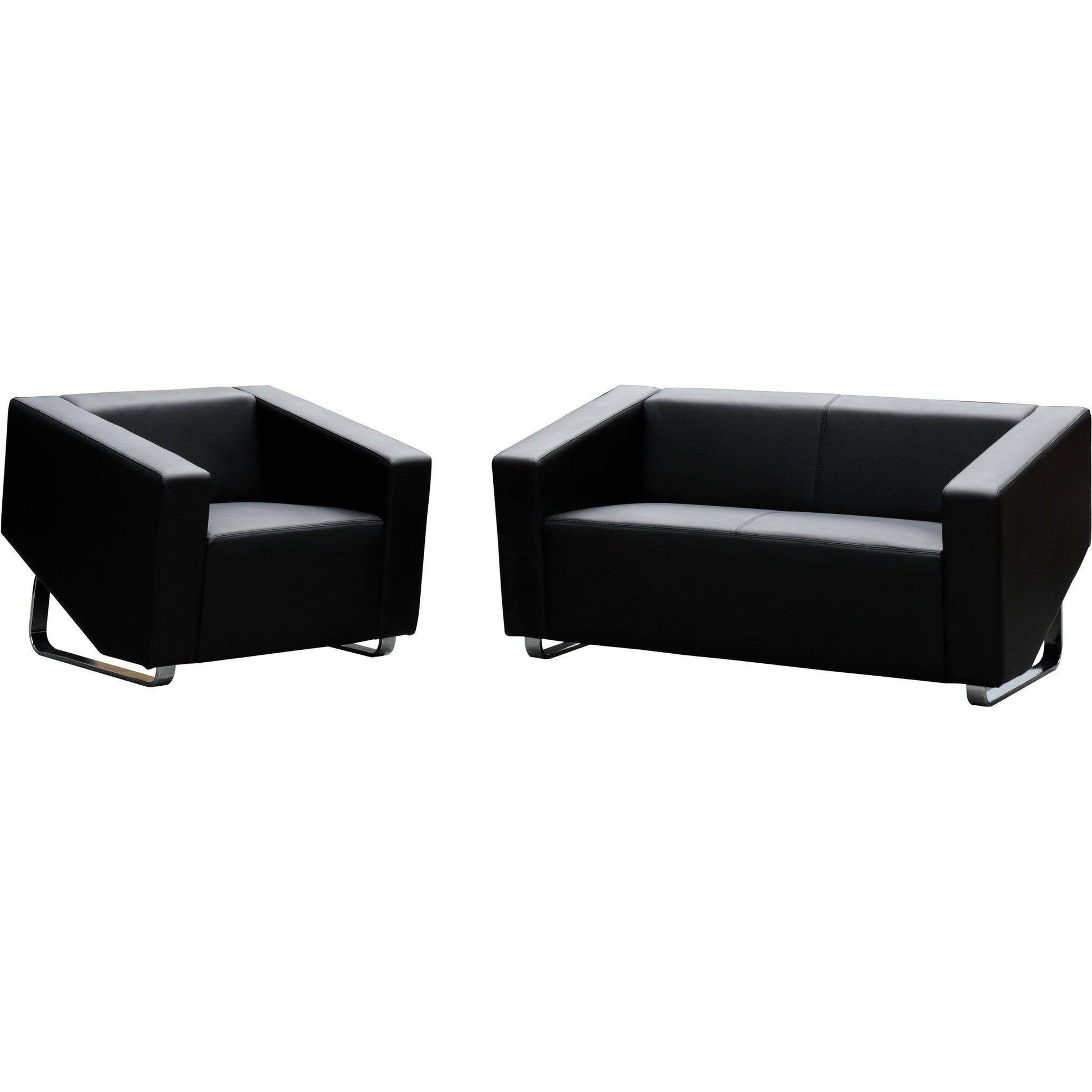 Cube Single Leather Lounge - Black