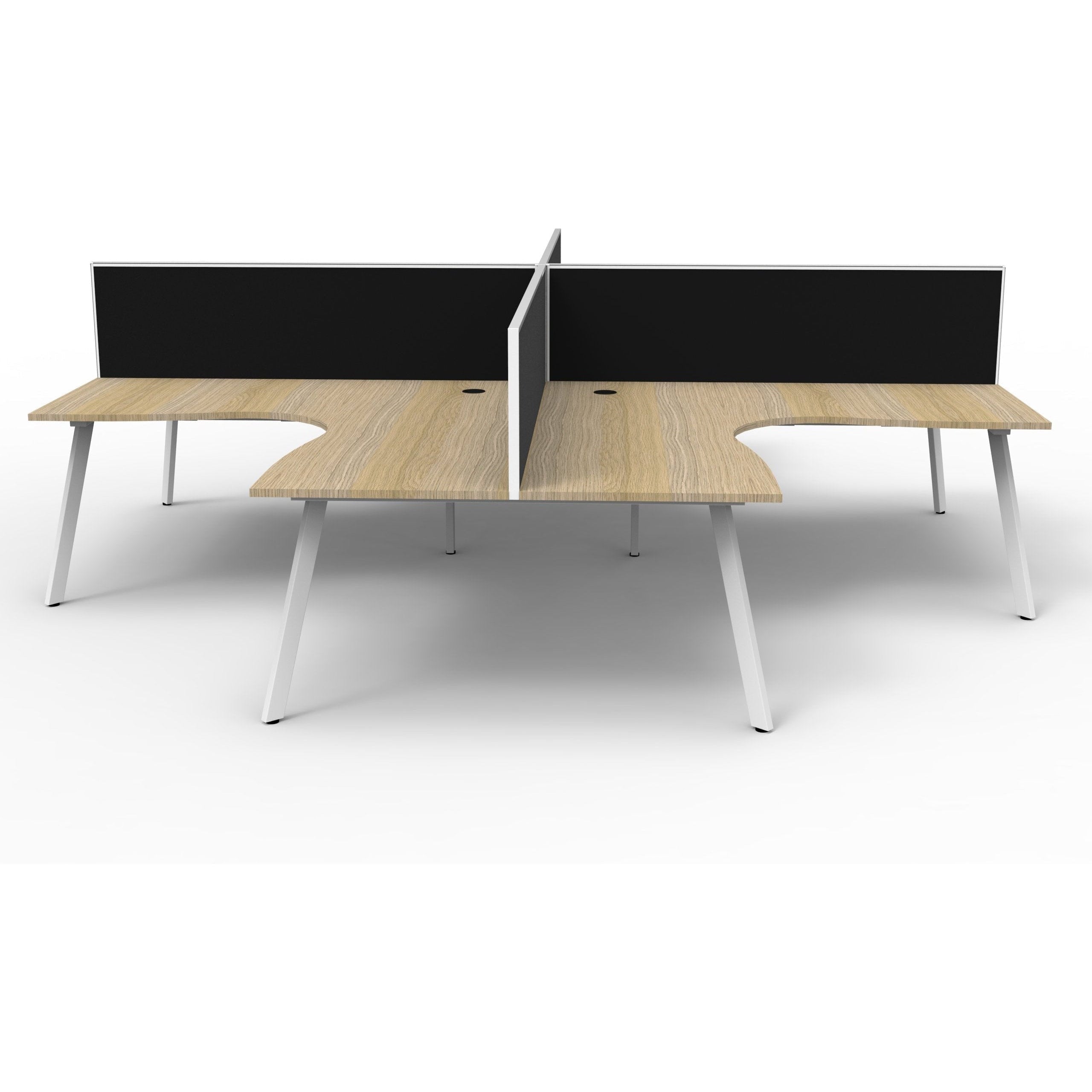 Eternity 4 Person Corner Workstation Pod with Screens - Oak