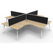 Eternity 4 Person Corner Workstation Pod with Screens - Oak